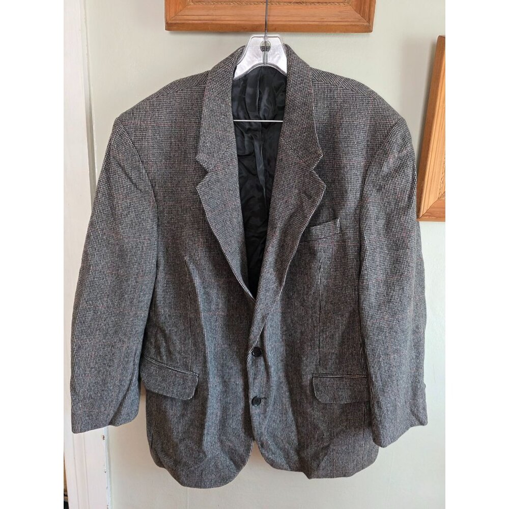 Mens Ron Chereskin Wool Blend Blazer Size L Houndstooth Pattern Dry Clean Only